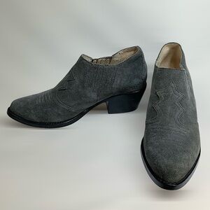 Joie Primrose Suede Western Style‎ Booties Size 37.5 in Coal Gray